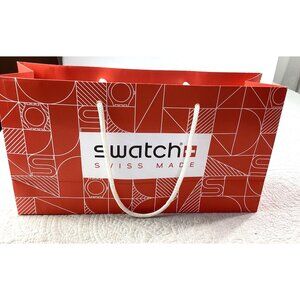 Swatch Red & White Logo Gift Bag With Rope Handles
